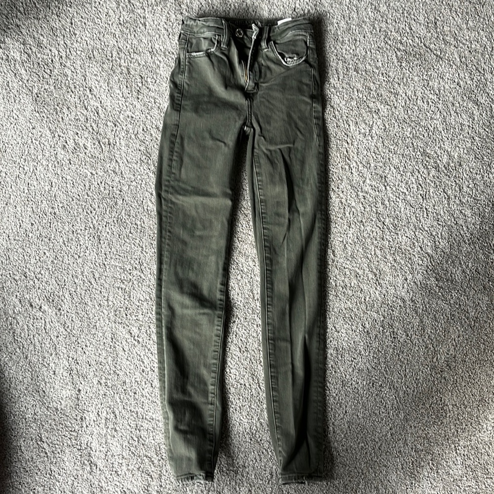 Green Super high rise American eagle skinny jeans